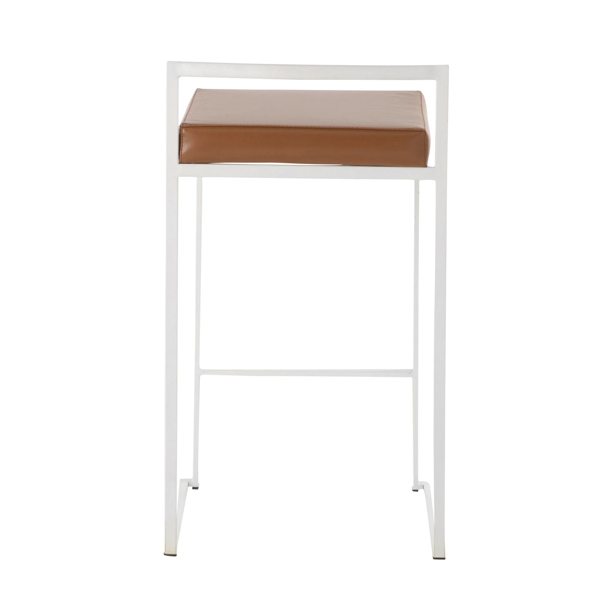 White Stackable Counter Stool with Faux Leather Cushion, Set of 2 C8174