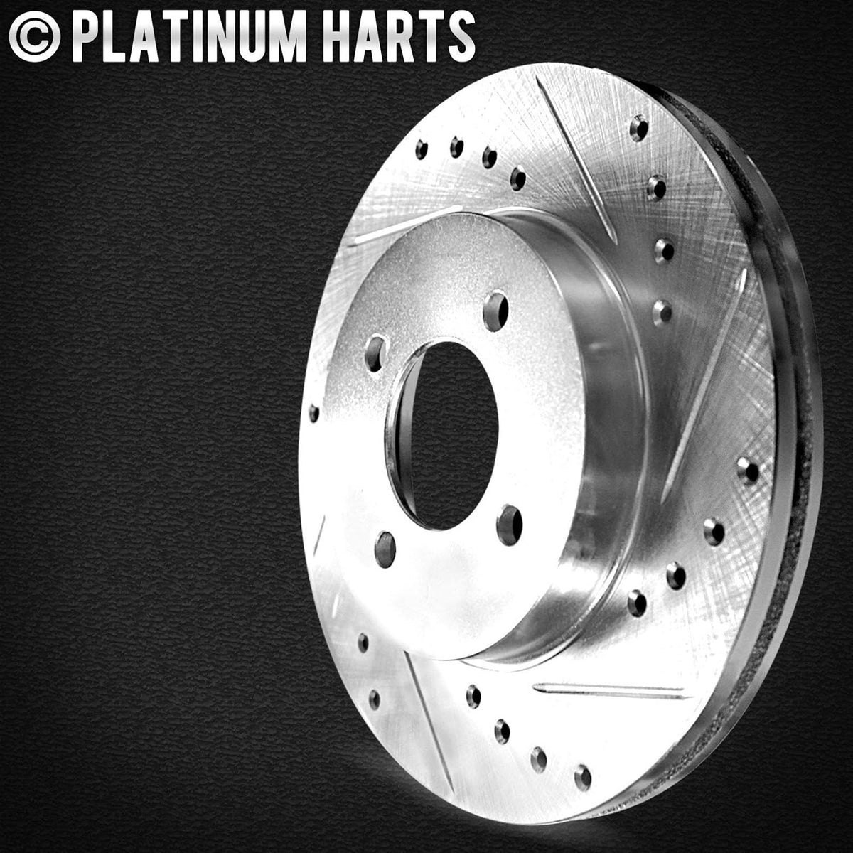 Front and Rear Brake Rotors Silver Drilled Slotted Semi Metallic Brake Pads V807