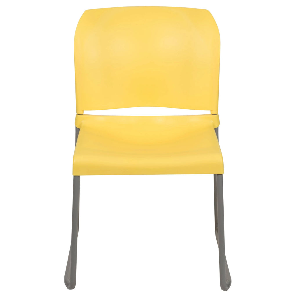 Yellow Full Back Contoured Stack Chair with Sled Base N982