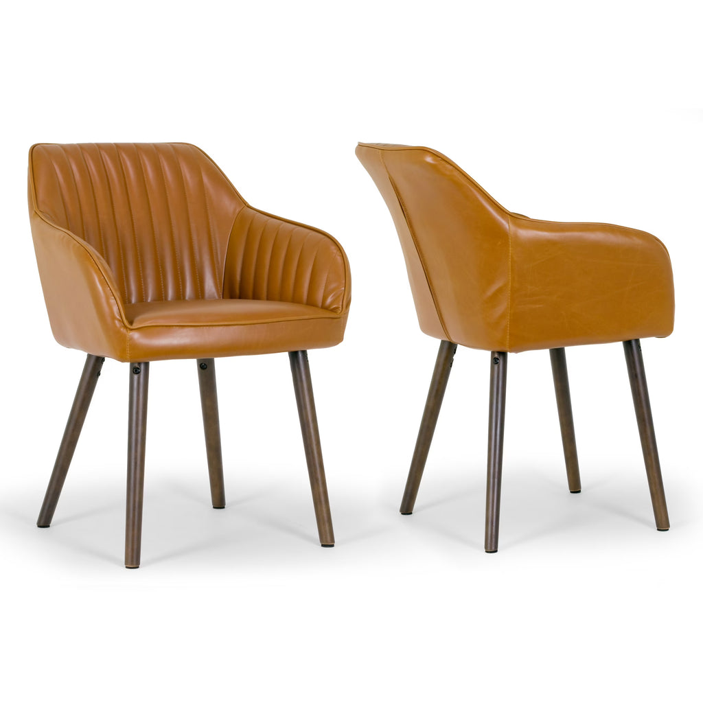 Set of 2 Faux Leather Arm Chair with Beech Legs I713895