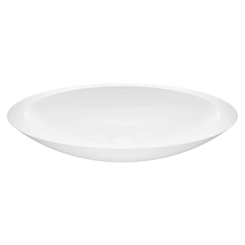 White Matte Stone Vessel Bathroom Sink D7457