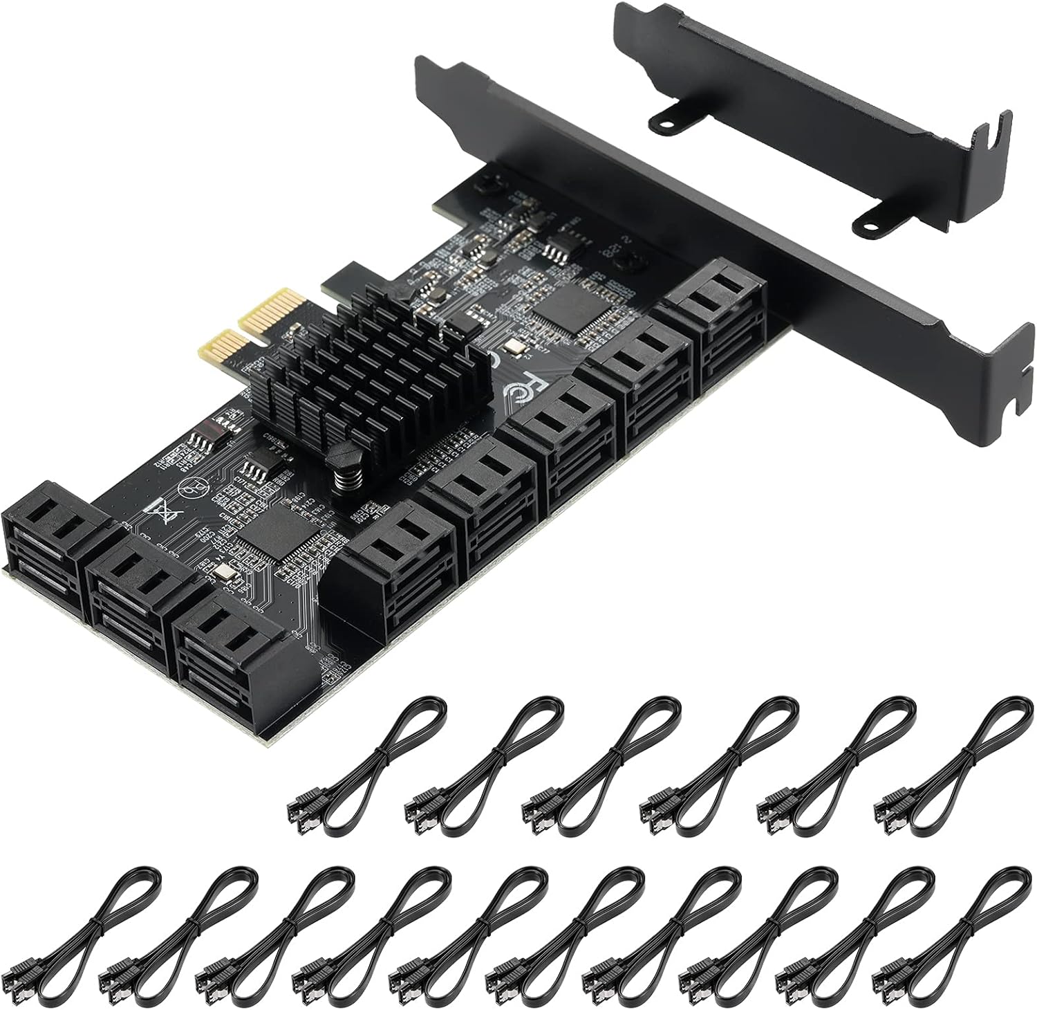 PCIE to SATA 3.0 6 Gbps Controller, 8 SATA Card with Cables, Pack of 2 O63886
