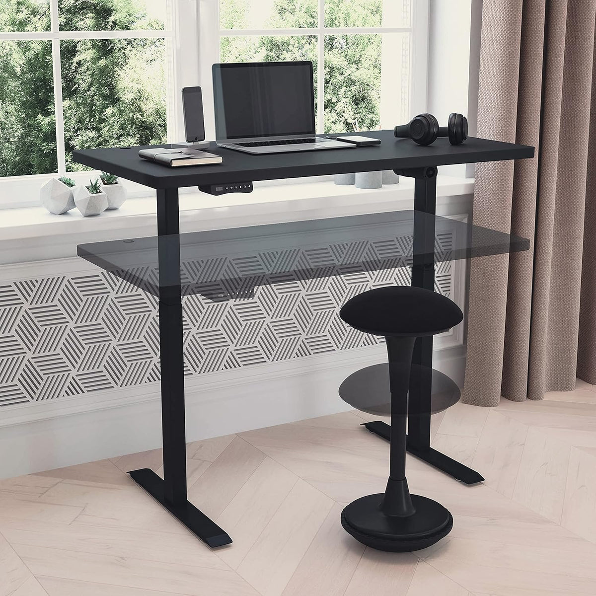 Black Push Button Height Adjustable Collaborative Stool F37878
