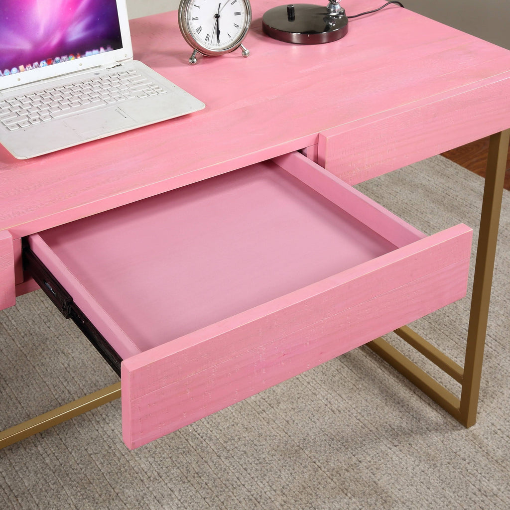 Pink 60-Inch 2-Drawer Desk V22950