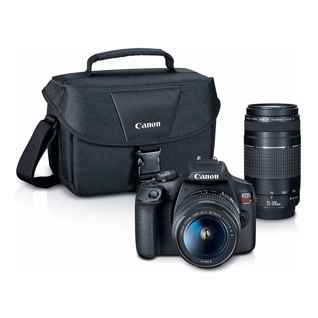 Canon EOS Rebel T7 DSLR Camera 18-55 and 75-300 Double Zoom Lens with Bag O16625