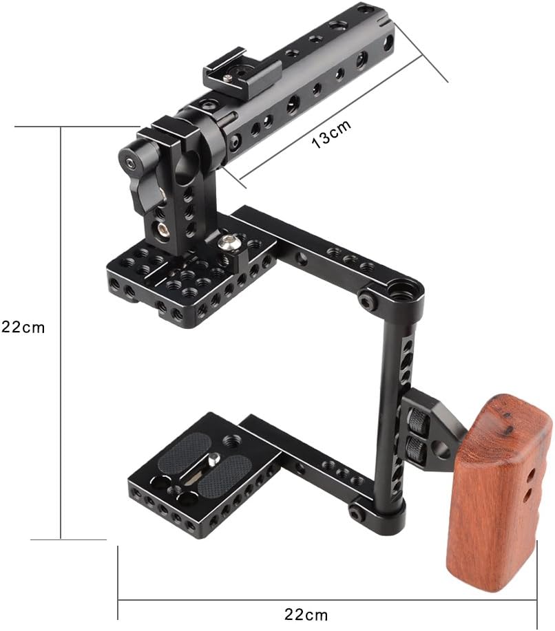 DSLR Camera with Cage Top Handle Wood Grip B961