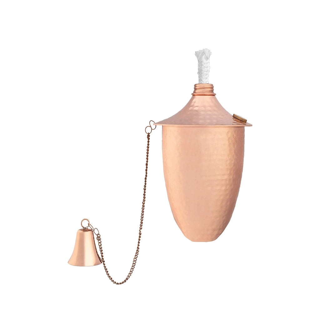 Hammered Copper Oil Lamp Torch Set of 4 with Metal Pole Z8293