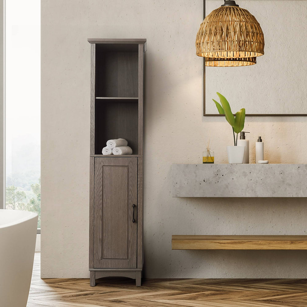 Wooden Bathroom Cabinet Linen Tower Salt Oak X837
