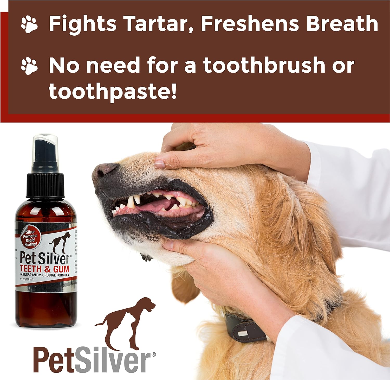 Teeth & Gum Spray for Dogs and Cats with Chelated Silver, 2 Pack G415947