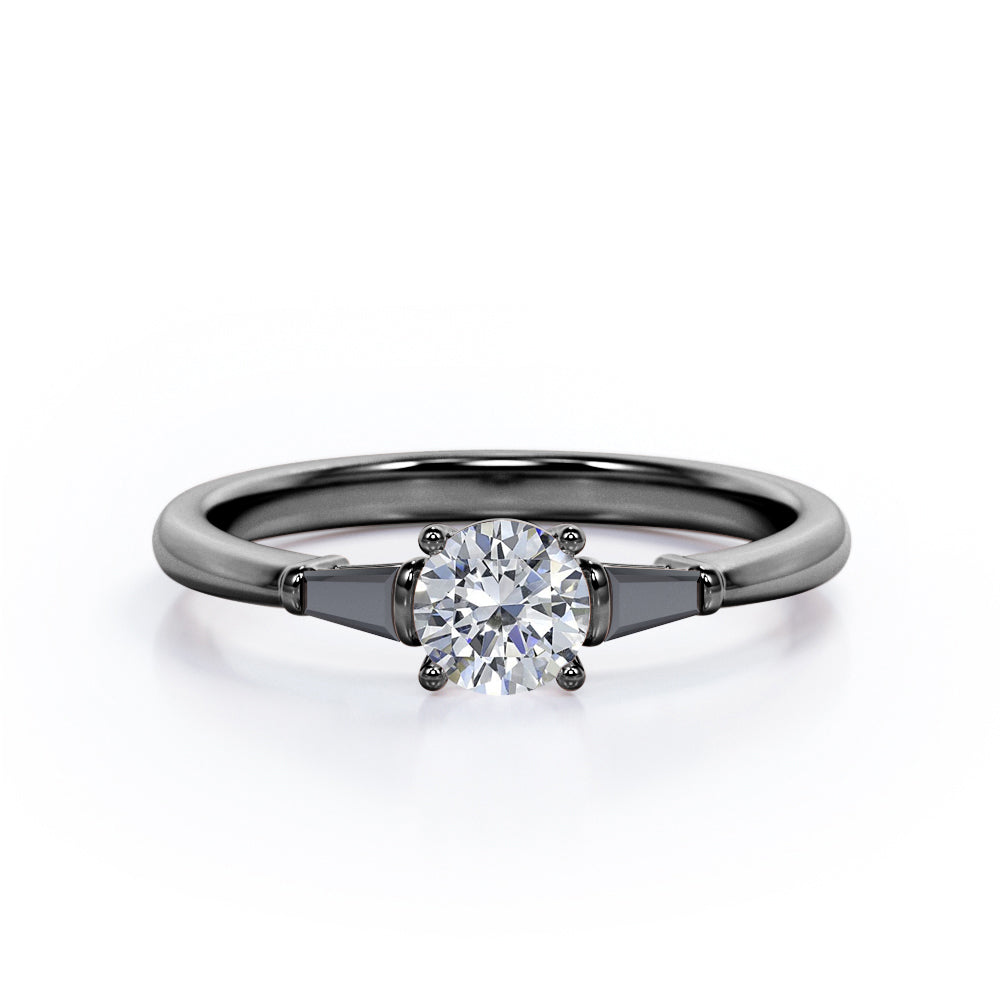 Minimalist Engagement Ring with Lab Created Black Diamond Z991