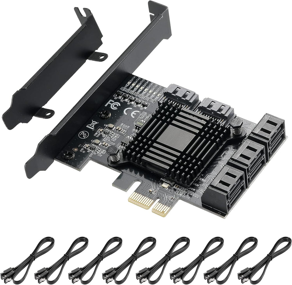 PCIE to SATA 3.0 6 Gbps Controller, 8 SATA Card with Cables, Pack of 2 O63886
