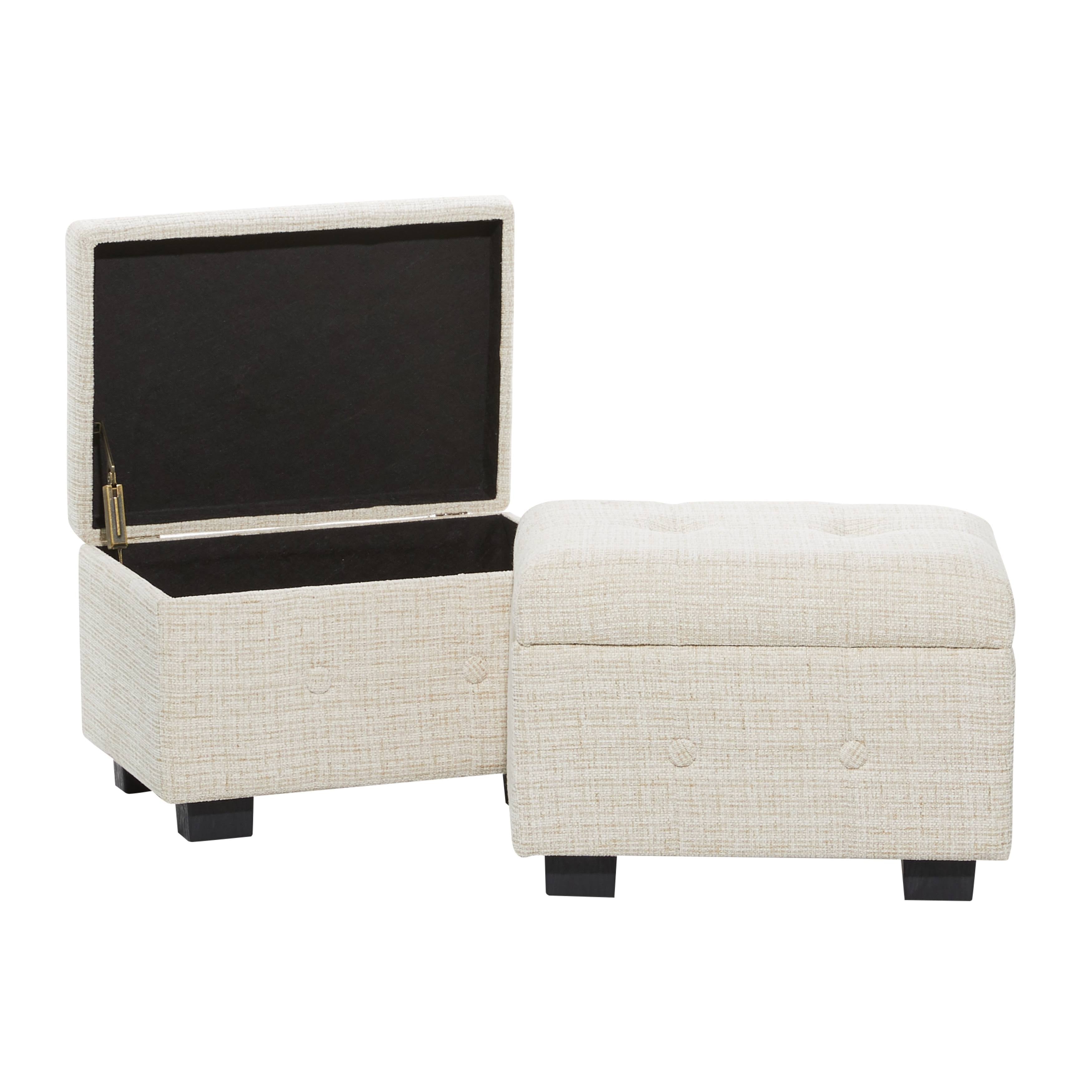 Beige Wood Traditional Storage Bench, Set of 3 B778