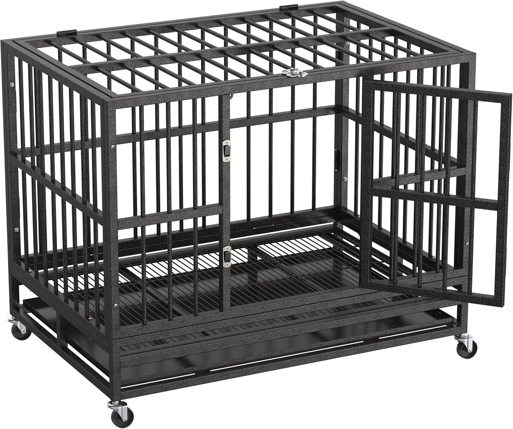 36 Heavy Duty Metal Dog Kennel and Crate, Double Door, Black Z169