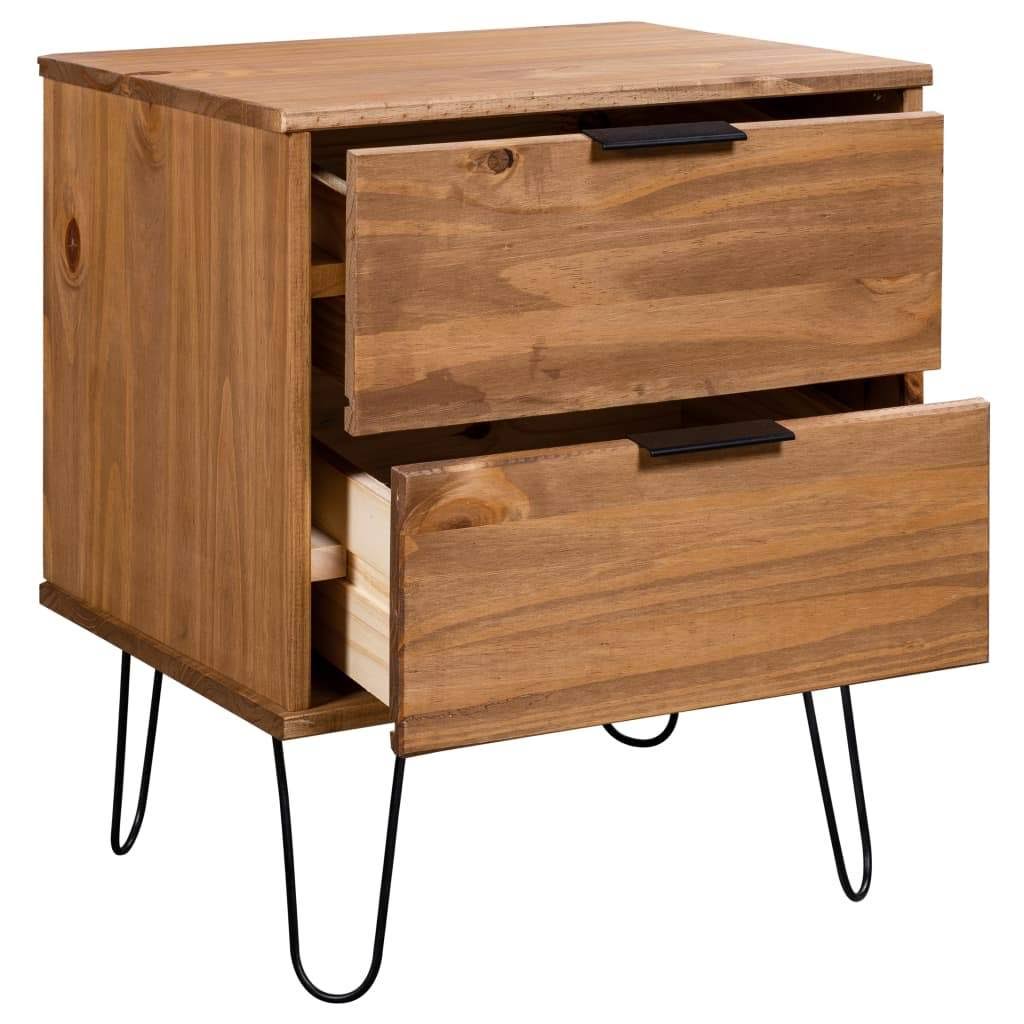 White Solid Pine Wood Bedside Cabinet C53019