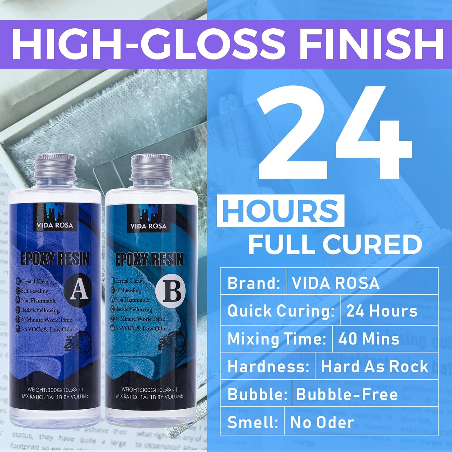 600ml Epoxy Resin Kit with Molds, Dried Flower, Gloves, Measuring Cup, Wooden Sticks U27726