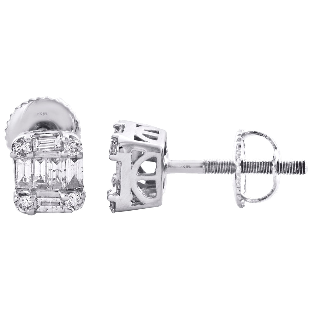 14K White Gold Diamond Stud Earrings J8154