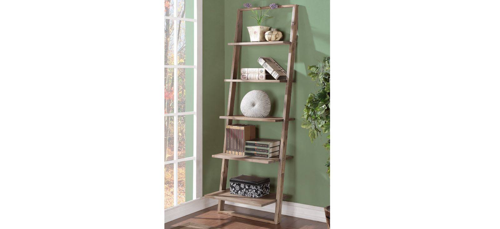 Smoky Driftwood Leaning Bookcase V66584