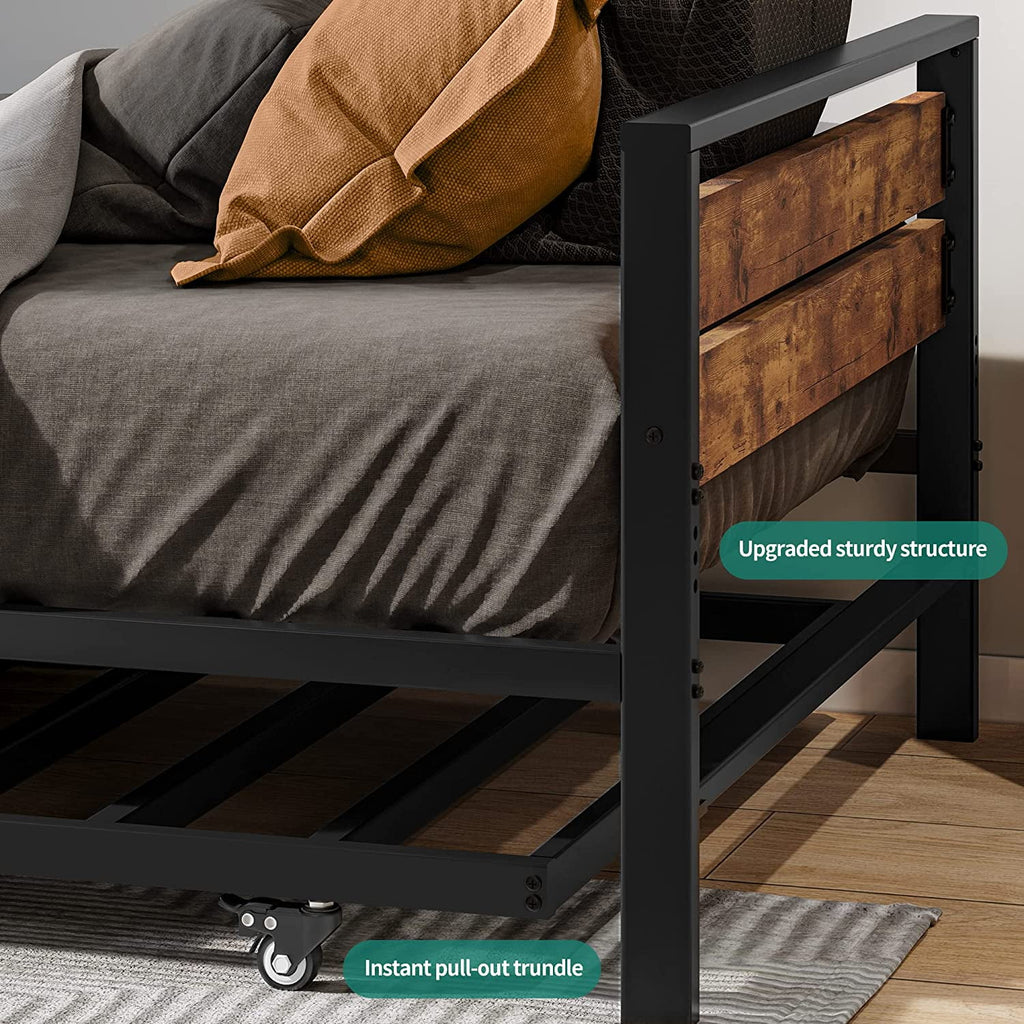 Black Twin Daybed with Pull Out Trundle Sofa Bed K996