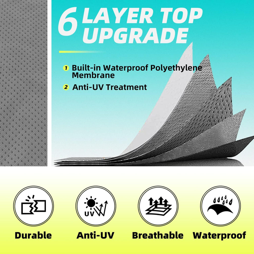 Travel Trailer Cover, 6 Layers Top RV Cover, Fits 27'-30' RV, with 1 Tongue Jack Cover, 2 Extra Straps, 6 Gutter Covers D58467