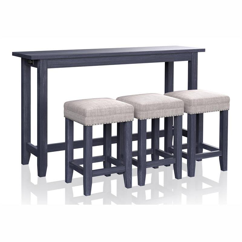Blue Wood 4-Piece Counter Height Dining Set H3861