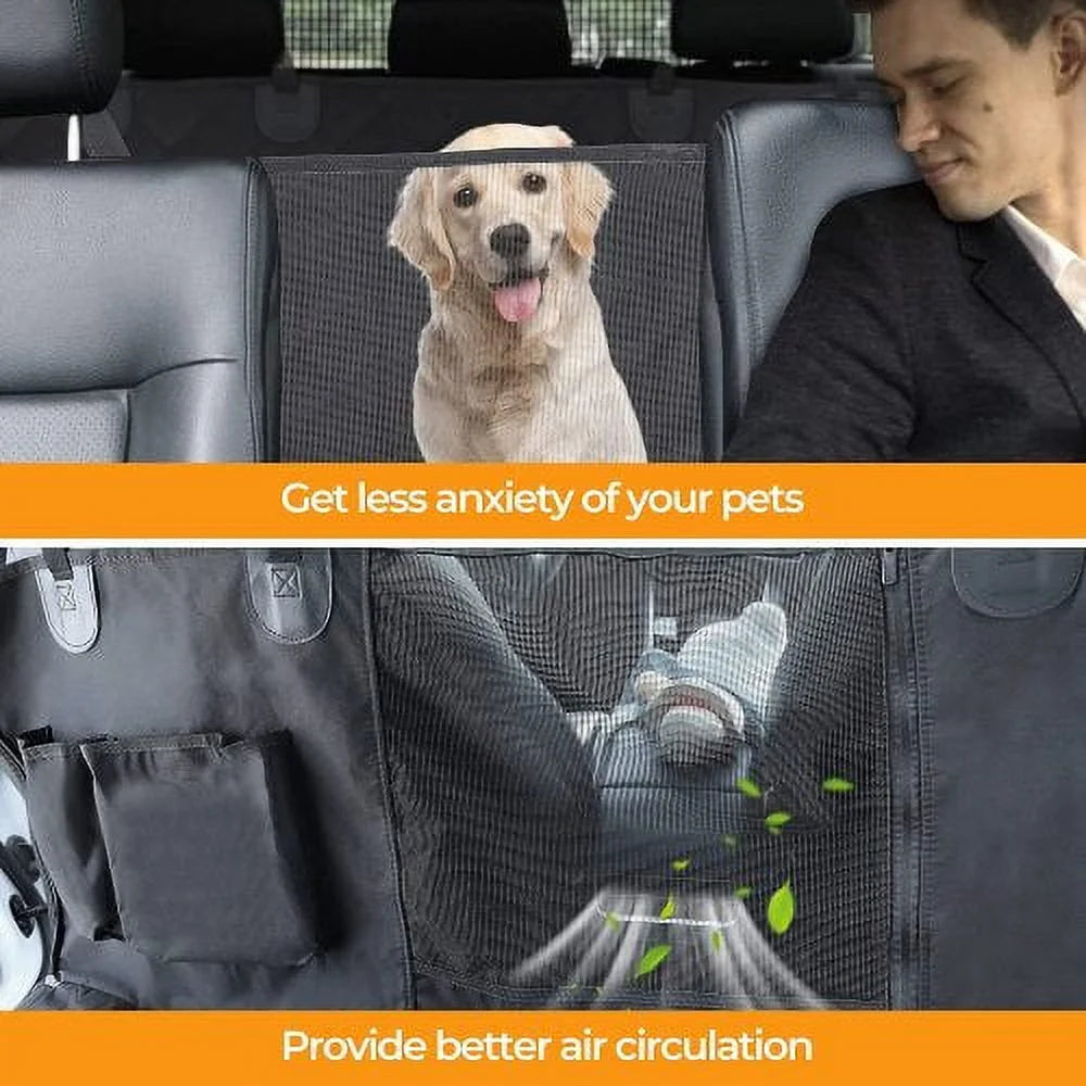100% Waterproof Dog Car Seat Cover with Mesh Window I55422