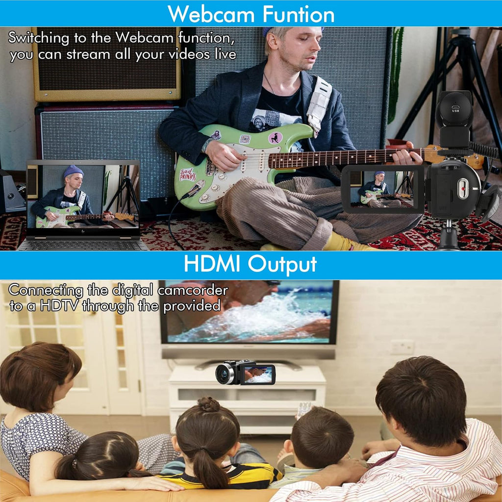 4K 48MP 18X Digital Zoom Touch Screen Camcorder with External Microphone F521944