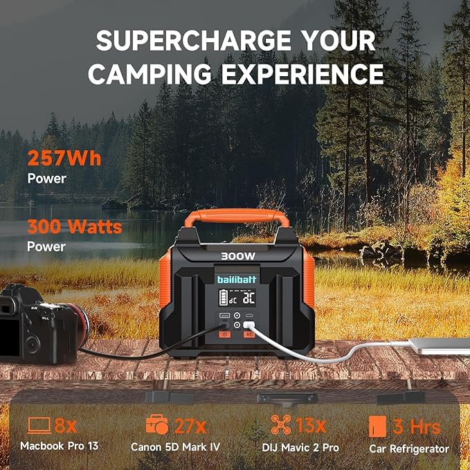 300W 257wh Lithium Battery Portable Power Station Black T97642