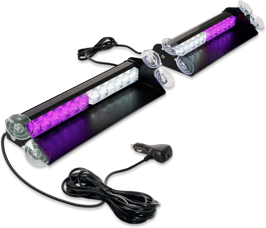 2 in 1 Dash Strobe Lights 2x14 inch 24LED Safety Hazard Warning Lights Pack of 2 R954963