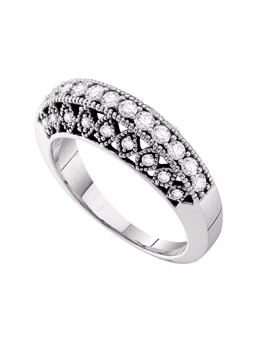 14kt White Gold Diamond Single Row Band Ring 1/2 Cttw M79628