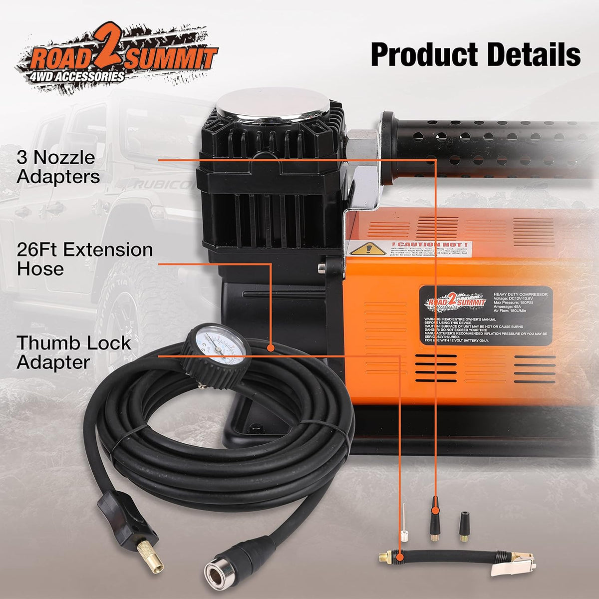 Heavy Duty Portable 12V Air Compressor Kit, Max 150PSI T2928