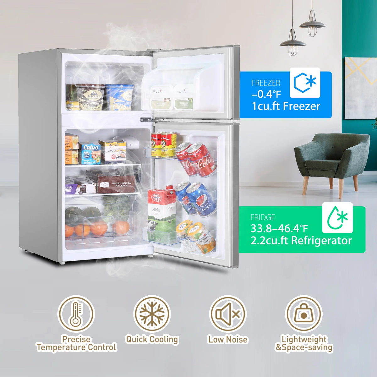 Silver 3.0 Cu.Ft Mini Refrigerator with Freezer H47721