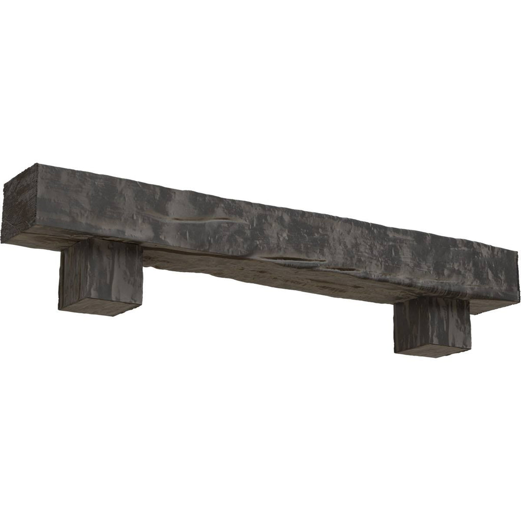 Aged Cedar Faux Wood Fireplace Mantel Kit with Corbels E2416