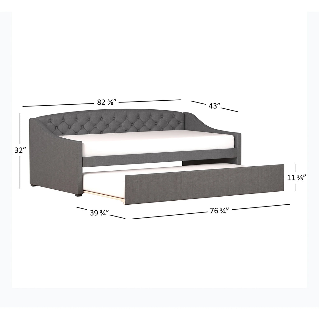 Charcoal Tufted Upholstered Twin Daybed with Trundle Z90589
