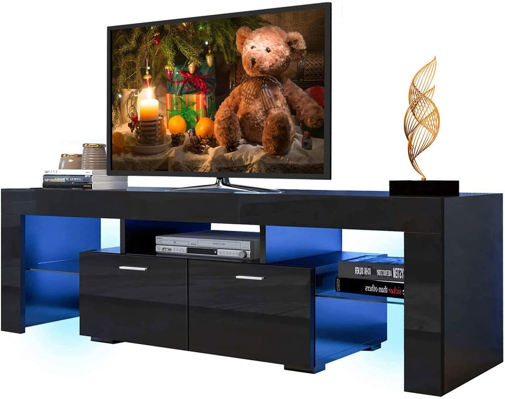 White High Gloss LED TV Stand with Storage Drawer M47889