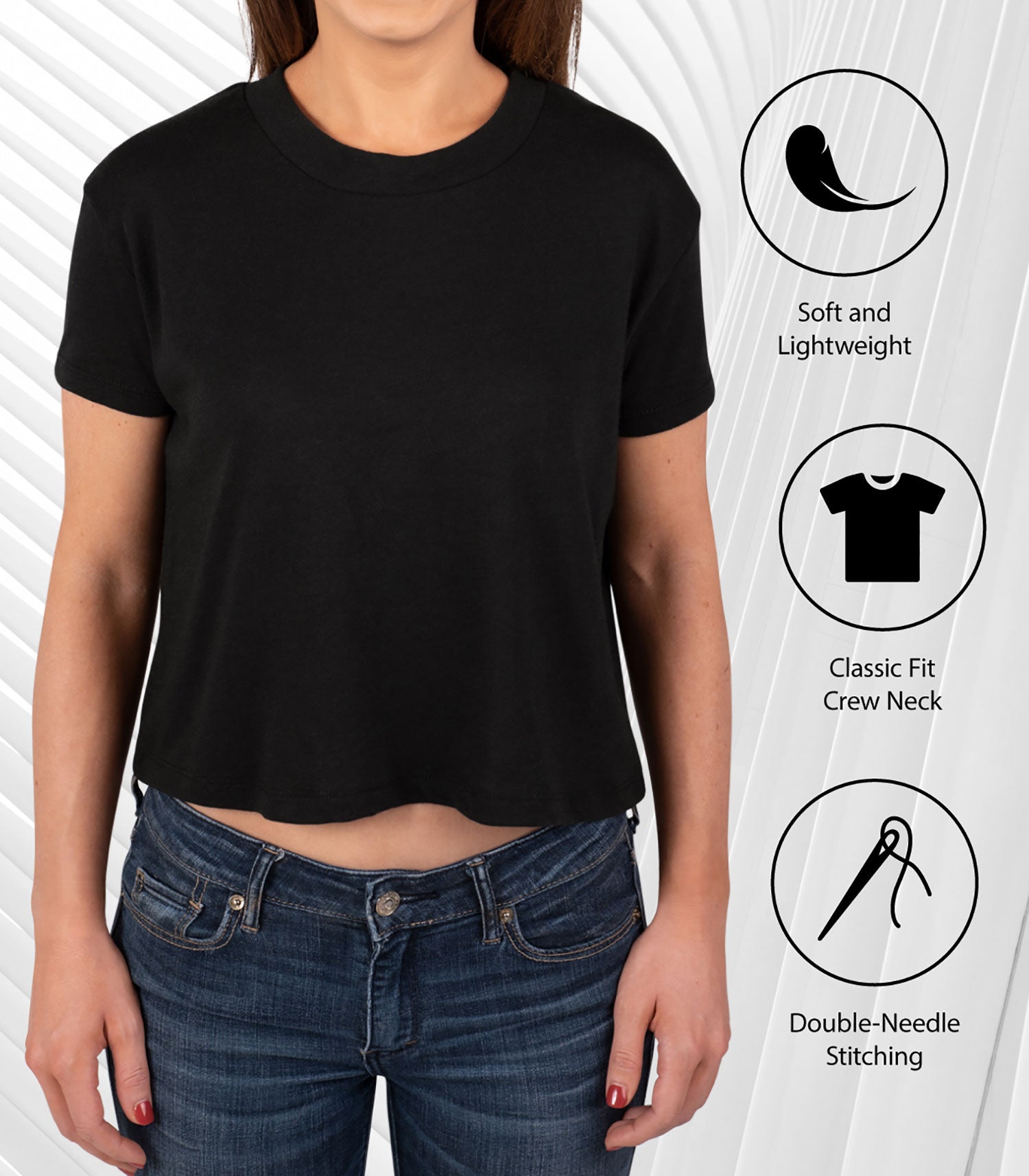 Purple Cropped Cotton Blend T-Shirt A885