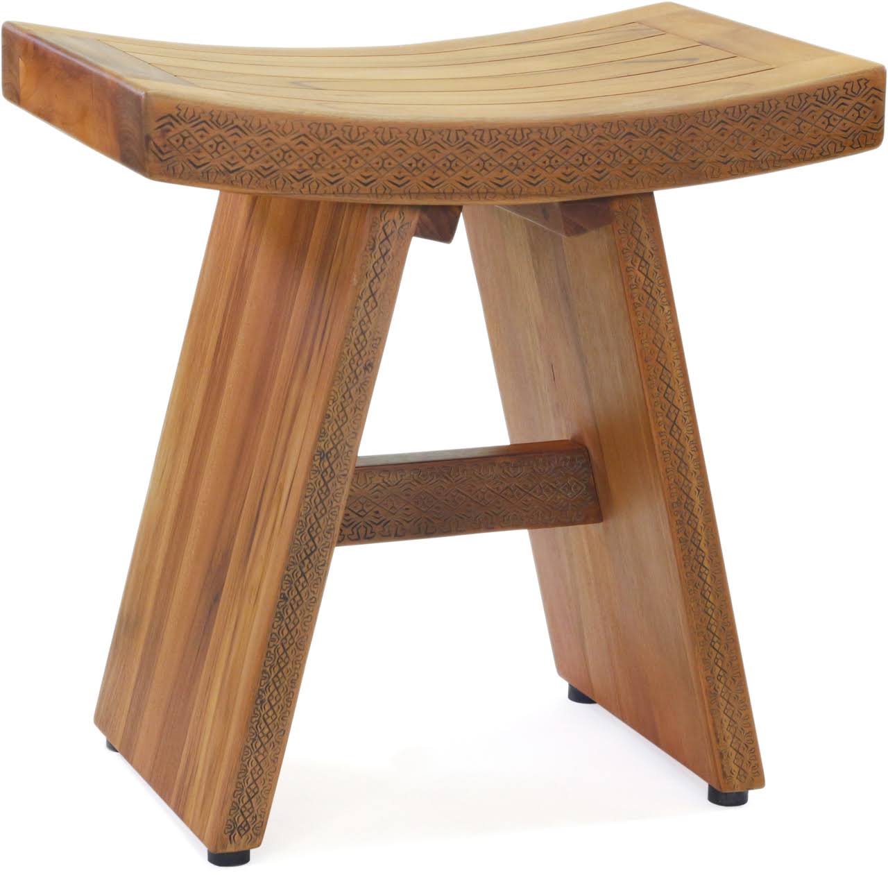 Teak Shower Bench with Carved Patterns C810