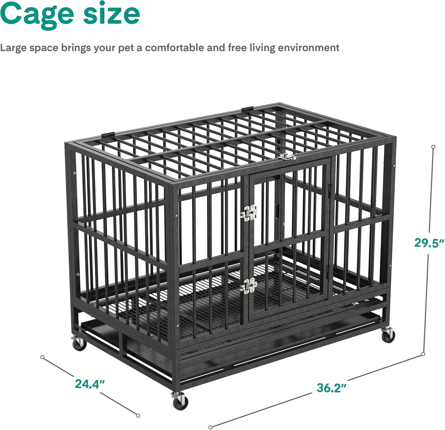 36 Heavy Duty Metal Dog Kennel and Crate, Double Door, Black Z169