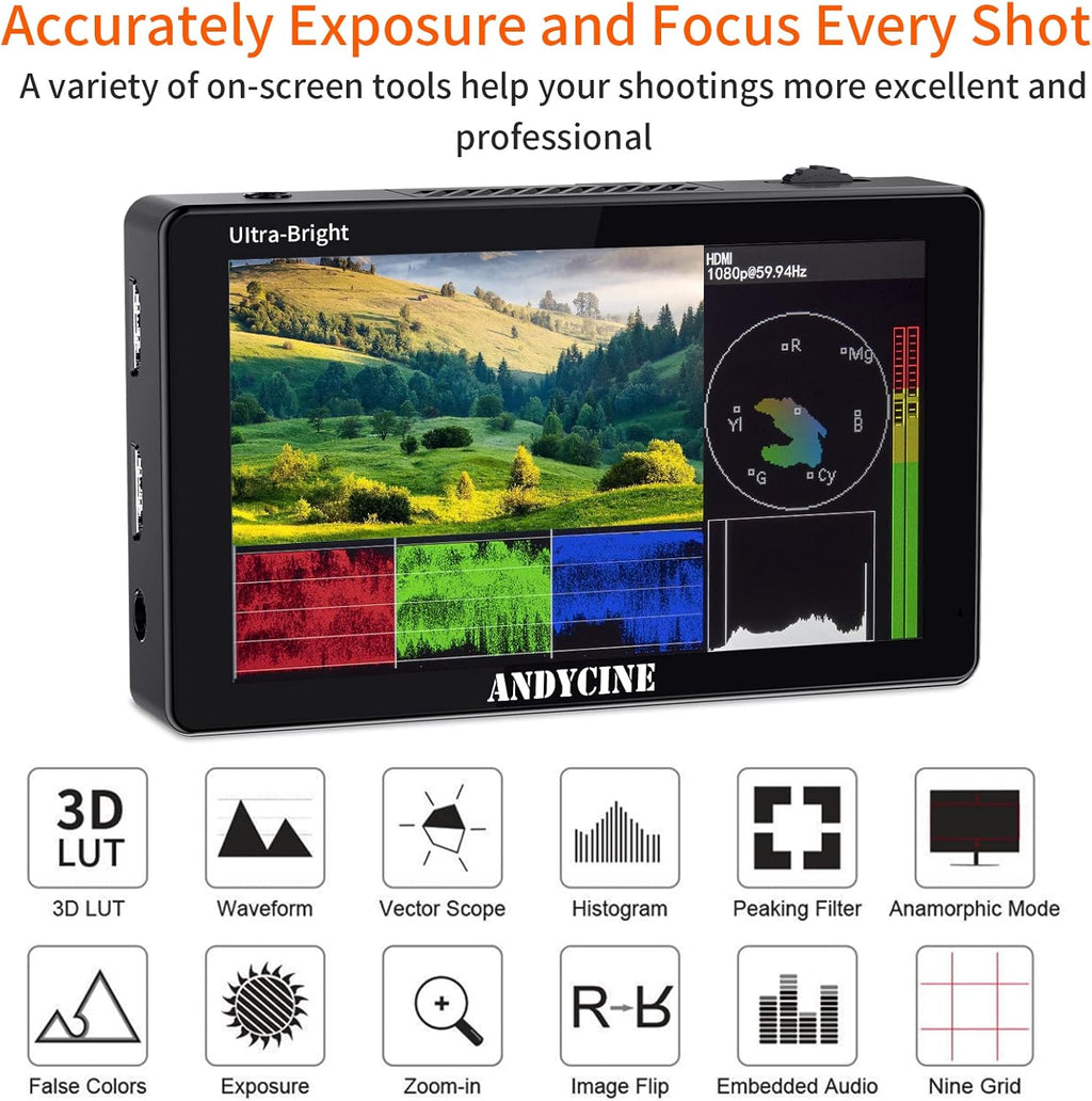 5.5 Inch Touchscreen Camera Field Monitor with Battery and Charger T282