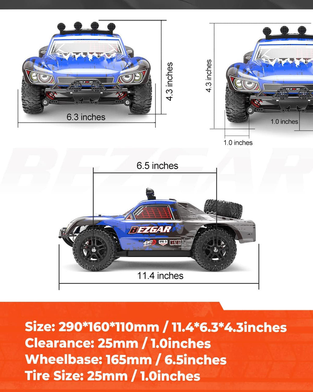 1:18 Scale 4WD Remote Control Truck with 2 Rechargeable Batteries M90729