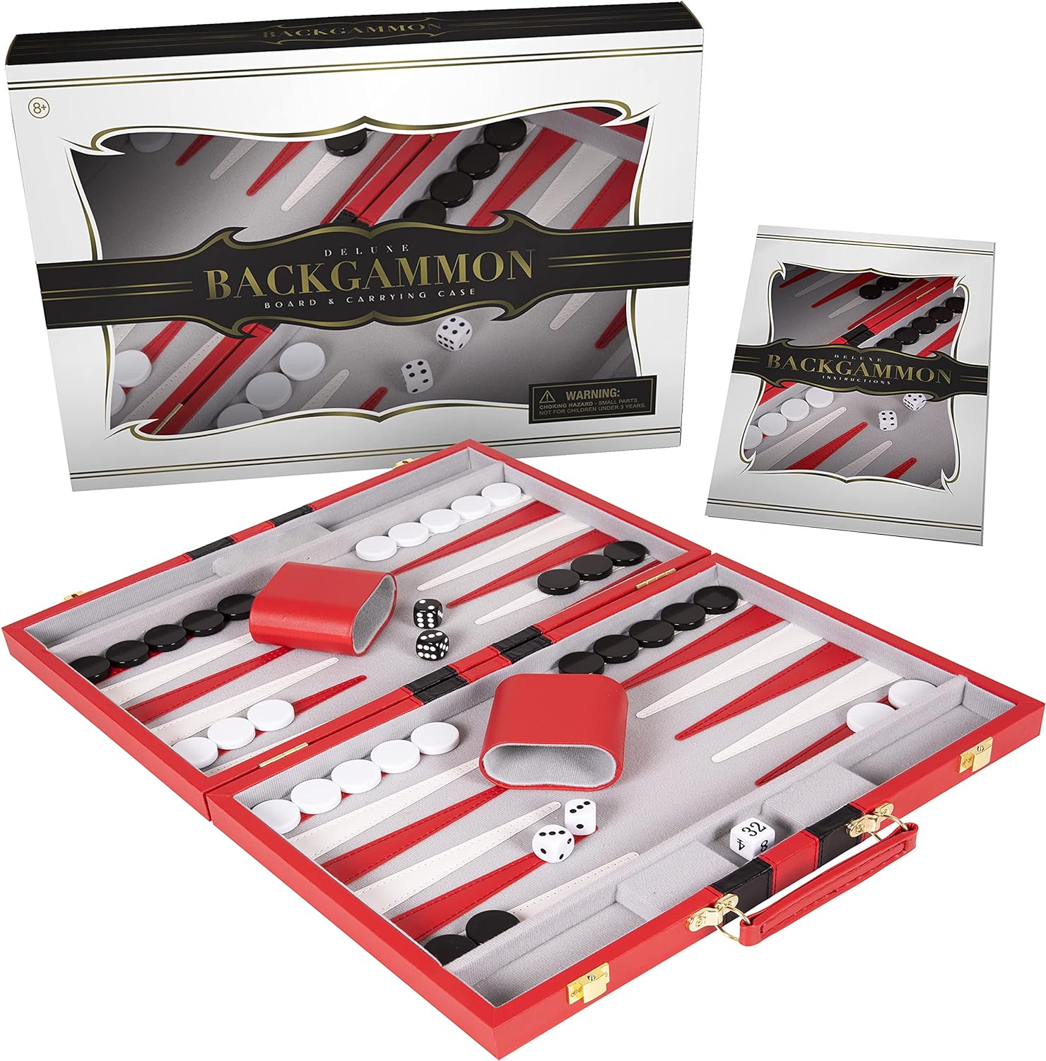 Black Large 18 Inch Leather Backgammon Set, Pack of 2 A619359