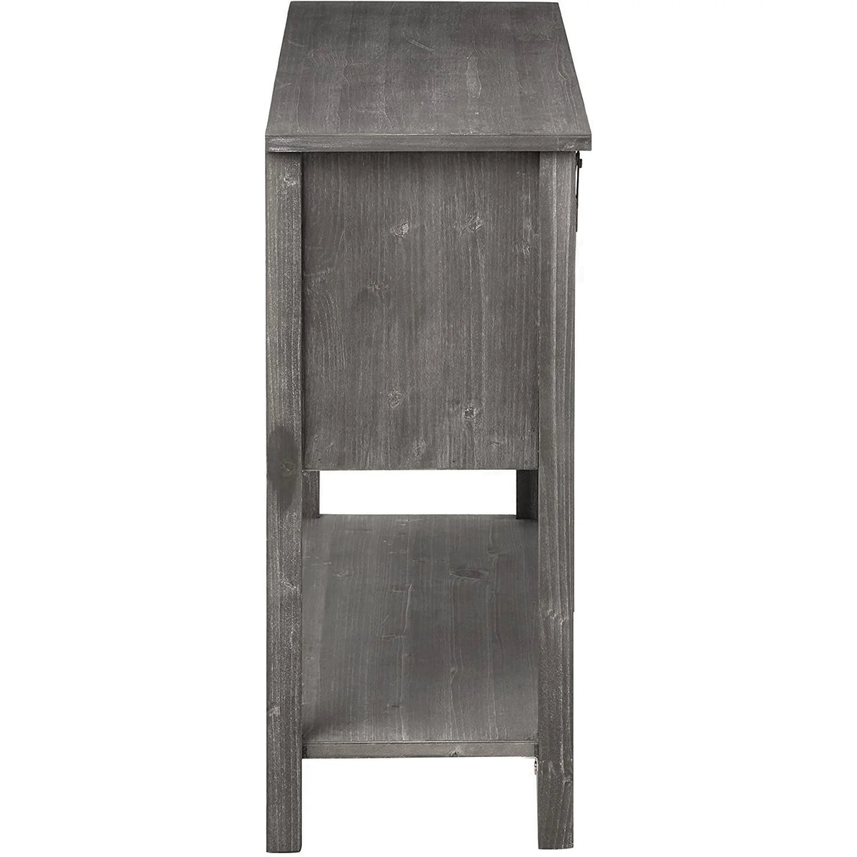 Antique Farmhouse Console Table with Sliding Barn Doors and Bottom Storage Shelf, Gray H5497