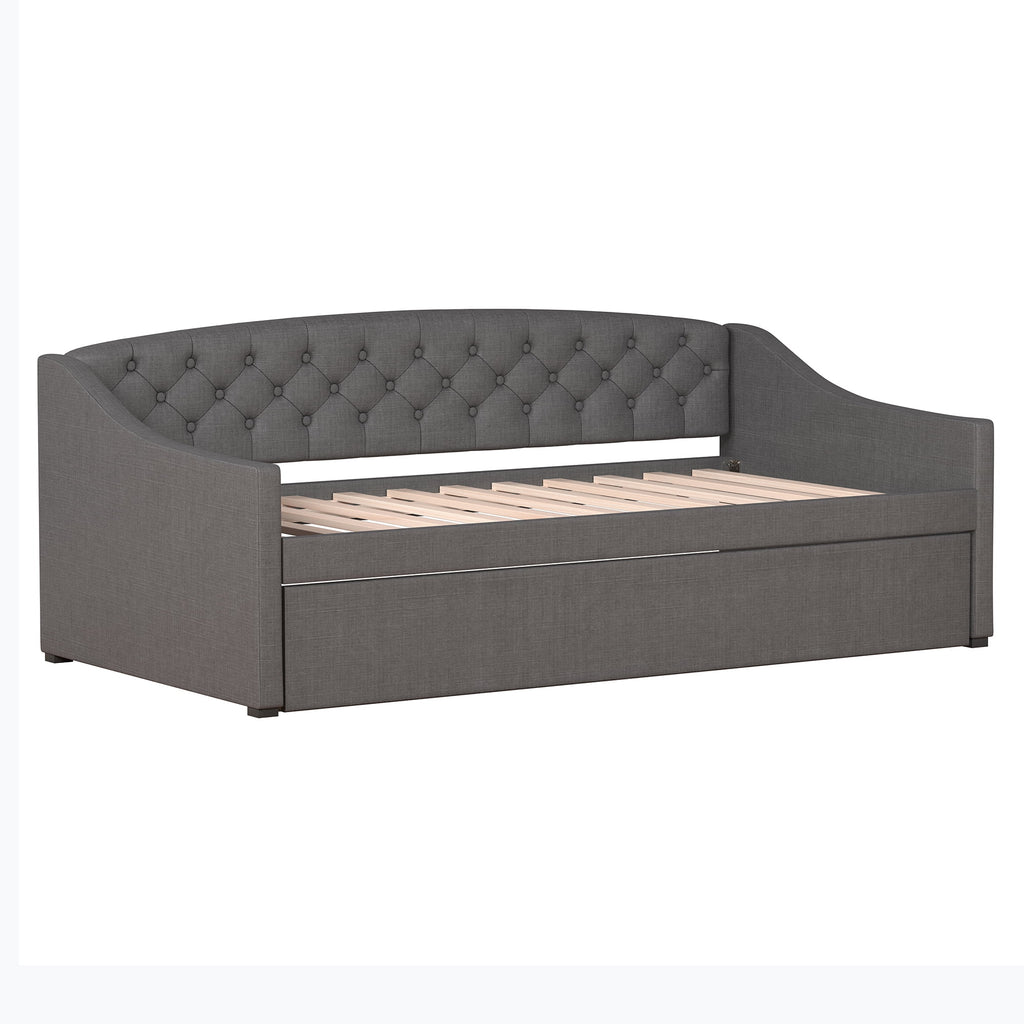 Charcoal Tufted Upholstered Twin Daybed with Trundle Z90589