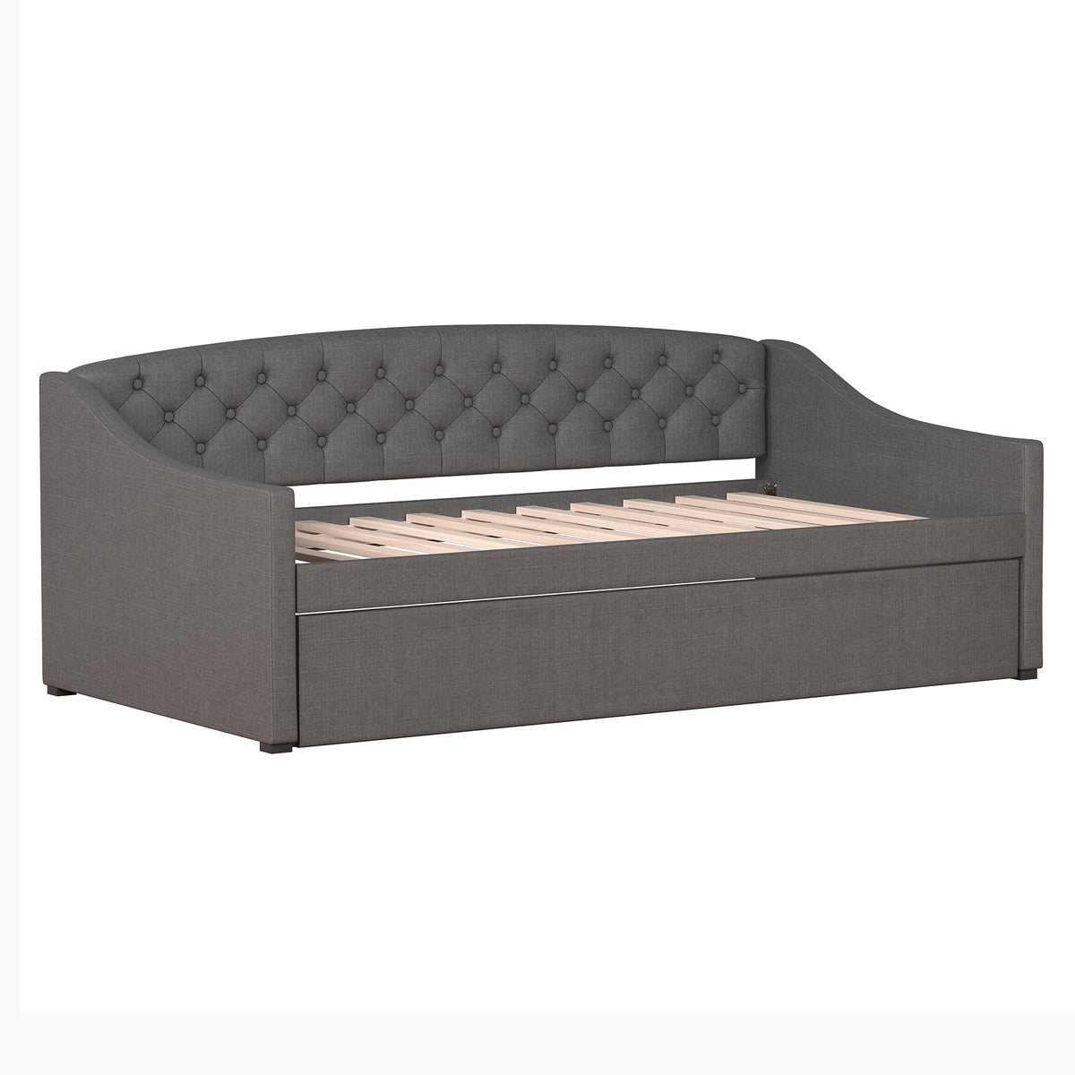 Charcoal Tufted Upholstered Twin Daybed with Trundle Z90589