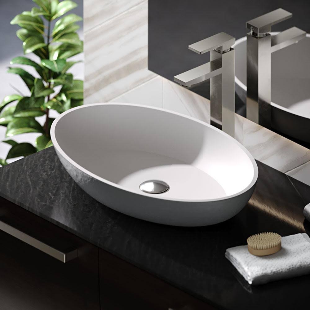 Stone Composite Oval Vessel Sink with Faucet U140988