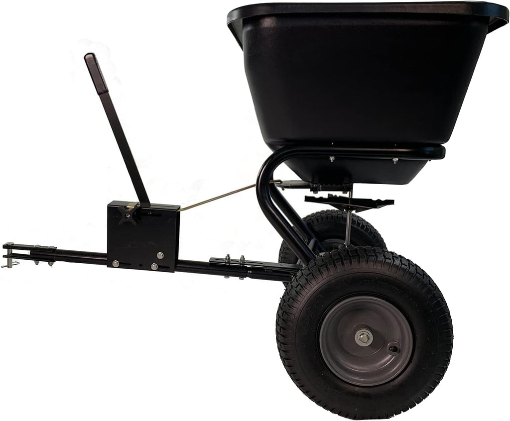 125 lb. Tow Behind Broadcast Spreader with Weatherproof Cover and Universal Hitch A962399