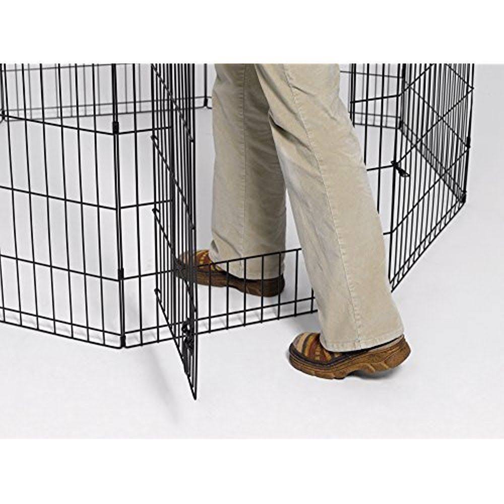 Foldable Metal Exercise Pen Black with Door X58367
