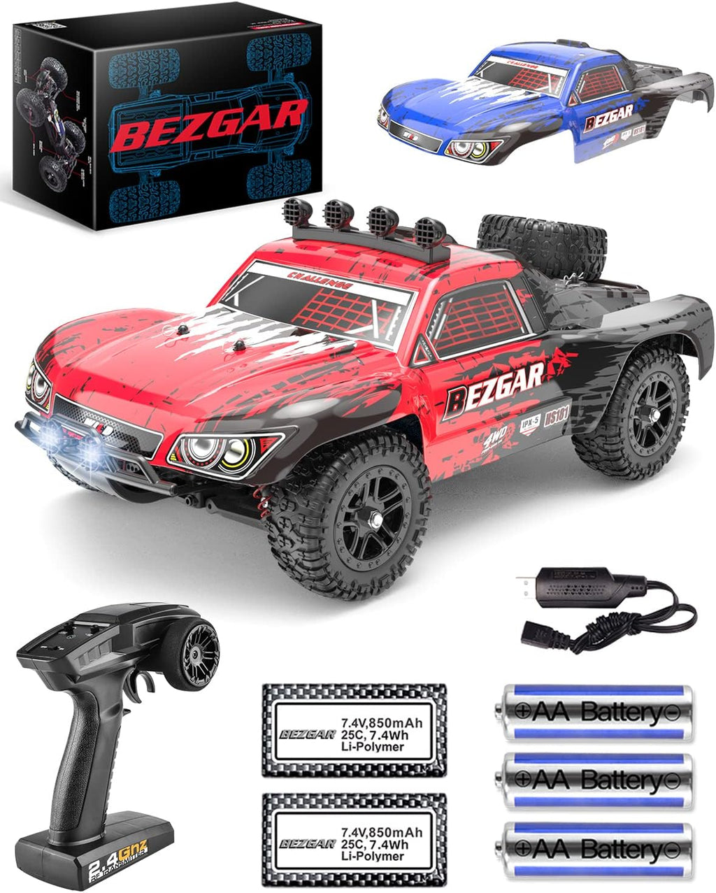 1:18 Scale 4WD Remote Control Truck with 2 Rechargeable Batteries M90729