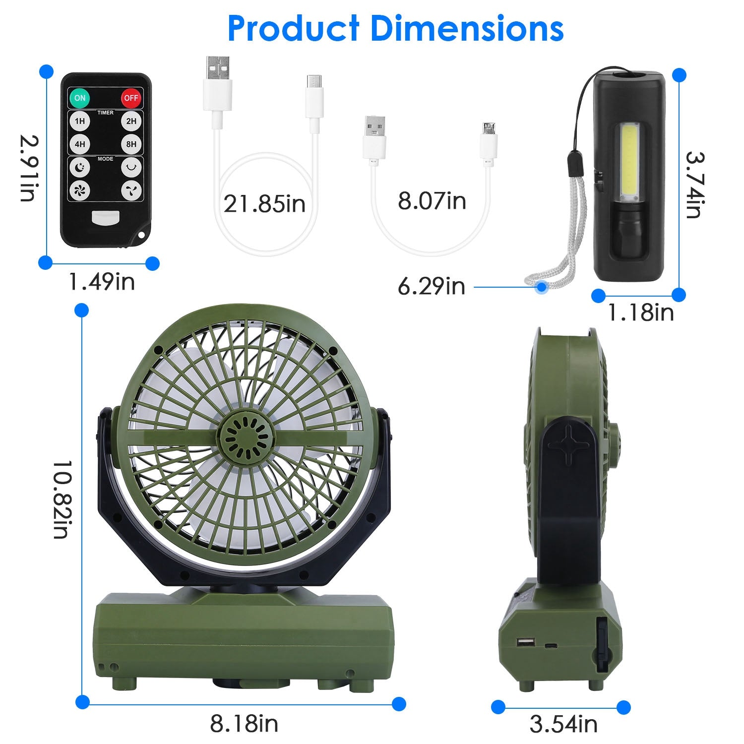 Portable Rechargeable Camping Fan with Flashlight Power Bank V9838