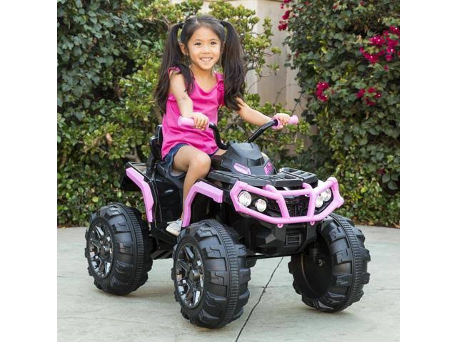 12V Pink Kids 4-Wheeler ATV Ride On Car Toy with LED Headlights J248