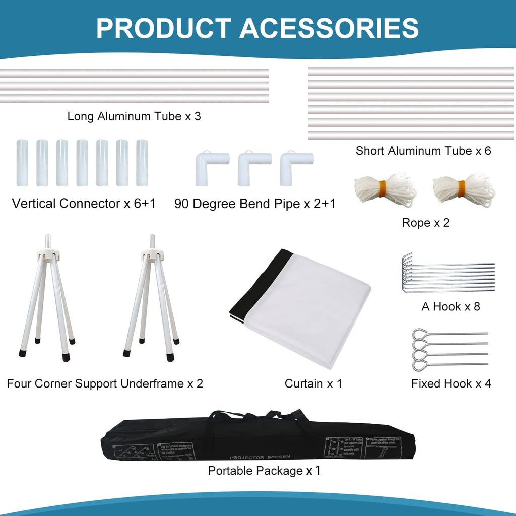 100 Inch 16:9 Portable Projector Screen with Stand and Carry Bag A313